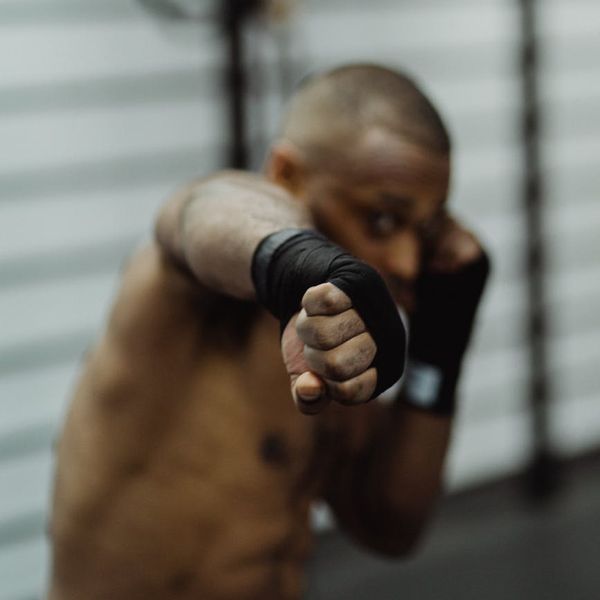 Blurred motion of hands during a cardio exercise